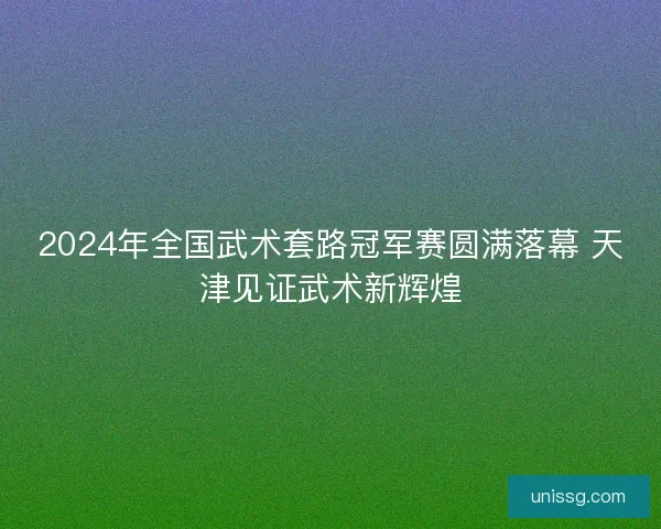 2024年全国武术套路冠军赛圆满落幕 天津见证武术新辉煌