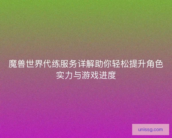 魔兽世界代练服务详解助你轻松提升角色实力与游戏进度