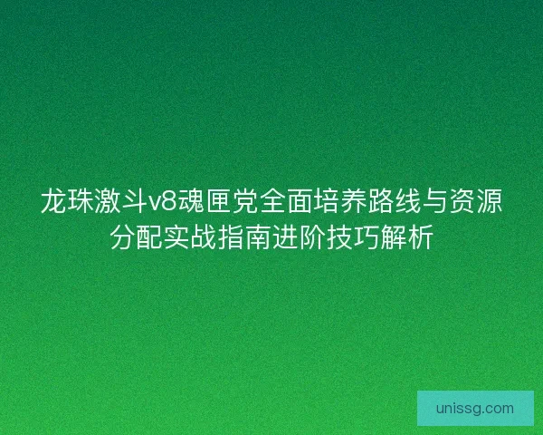 龙珠激斗v8魂匣党全面培养路线与资源分配实战指南进阶技巧解析